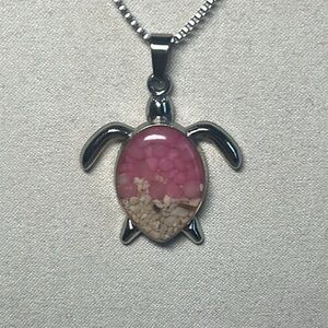 Pink Sand Turtle Pendant Necklace